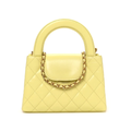 Shiny Aged Calfskin Quilted Nano Kelly Shopper "Light Yellow"
