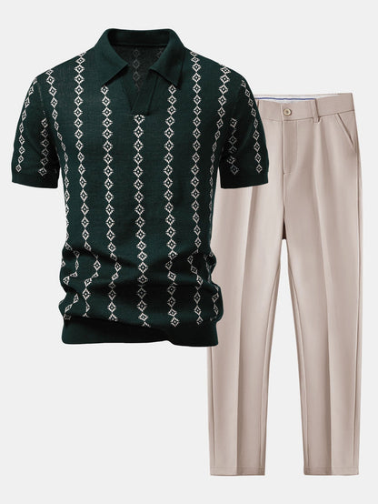 Set Geo Knit V Neck