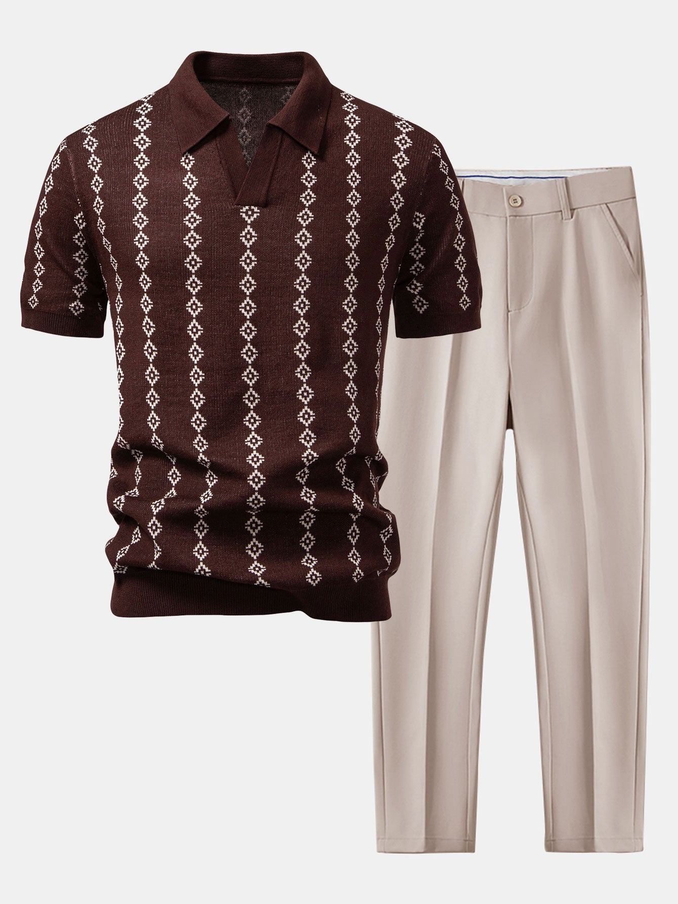 Set Geo Knit V Neck