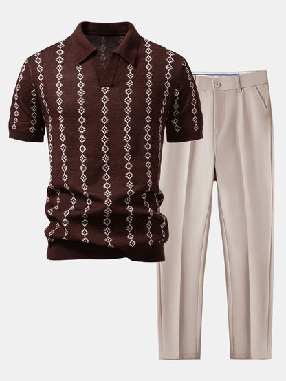 Set Geo Knit V Neck