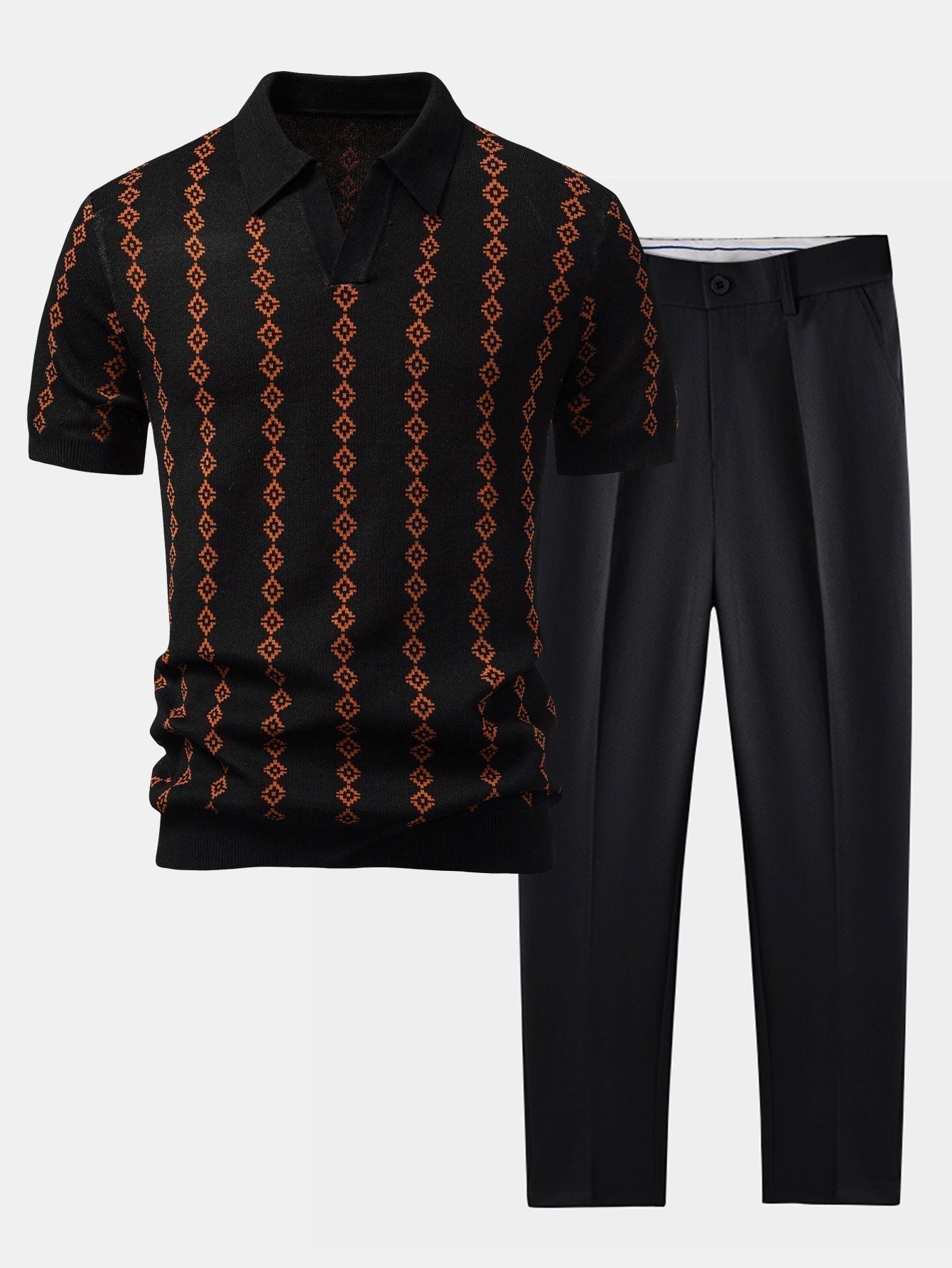 Set Geo Knit V Neck