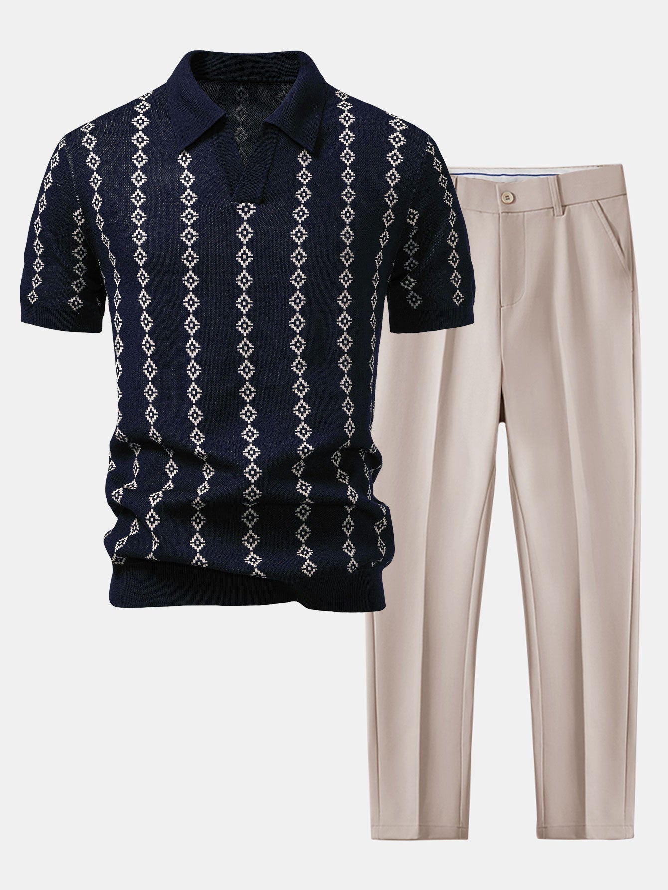 Set Geo Knit V Neck